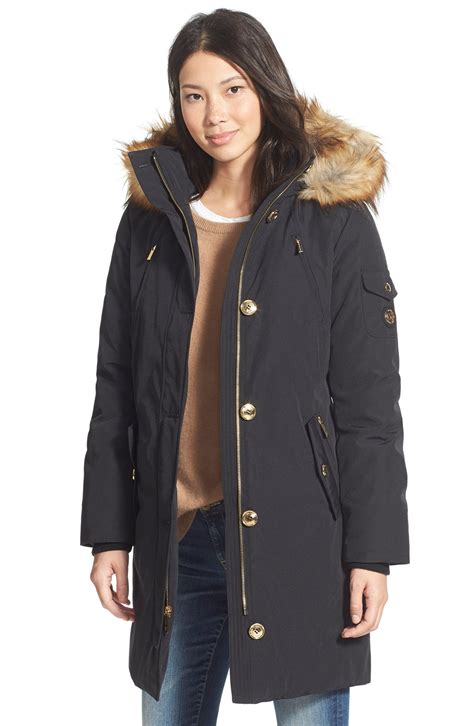 michael kors trim down & feather fill snorkel parka|michael kors faux fur jacket.